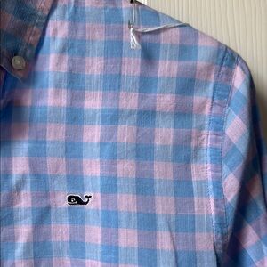 VINEYARD VINES~EUC~Size M 12-14~Boy’s Blue/Pink Checkered Button Down Shirt